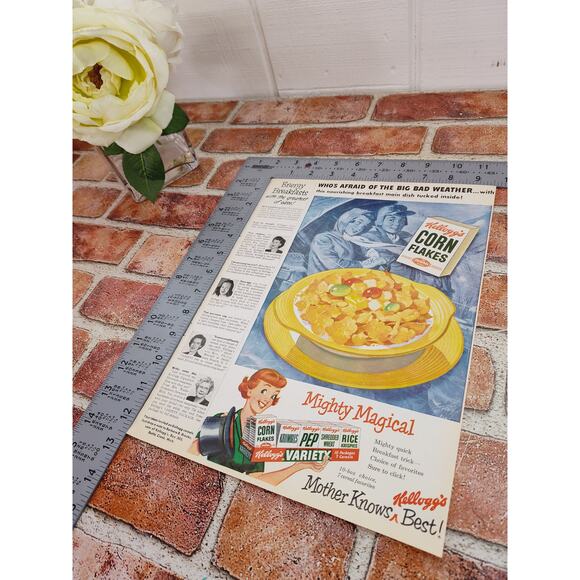 1950 Kellogg Energy Breakfast Cereal "Who's Afraid Big Bad Weather" Vtg Print Ad - Picture 5 of 6